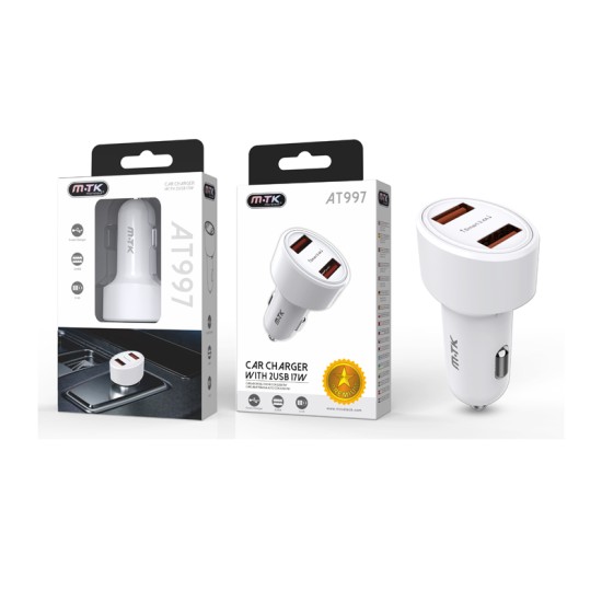 SMART CAR CHARGER WITH 2 USB 17W MTK WHITE SMART CAR CHARGER WITH 2 USB 17W MTK WHITE